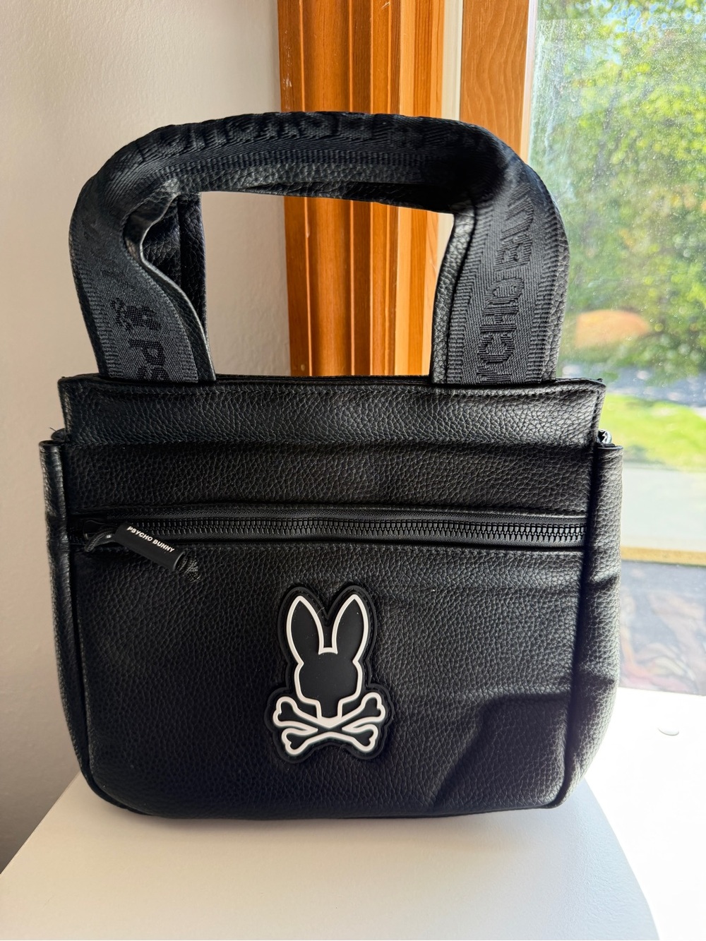 Psycho Bunny Black Mini Tote with Logo Patch